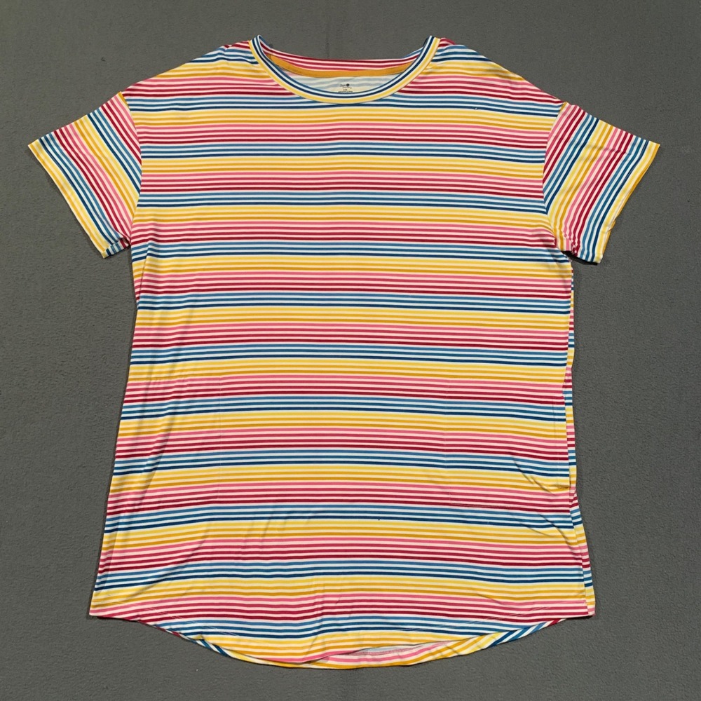 Secret Treasures Pajama Sleep Shirt Womens L-XL Striped Rainbow Loungewear Tee